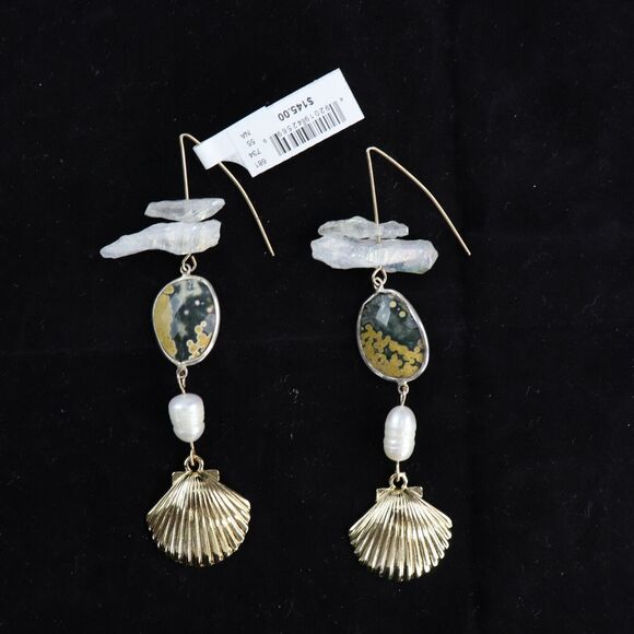 Unbranded Jewelry - Pearl Seashell Drop Earrings, MSRP $145.00